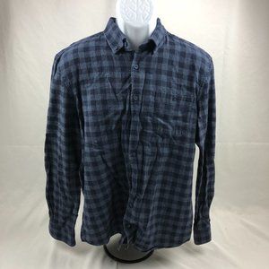 Johnnie-O Shirt Mens L Blue White Plaid Flannel Long Sleeve Button Down Checkers
